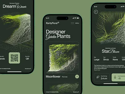 RarityFloral Mobile App Concept application concept creative design ecommerce flower green inspiration interface minimal mobile app nature nature app plant store planting plants shopping ui ux