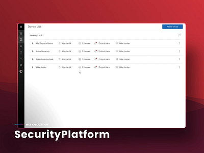 Security Platform animation dashboards ui ux