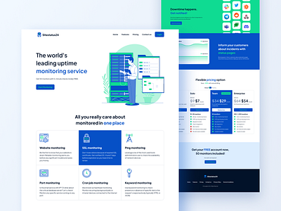 Sitestatus24 - Landing Page business design figma landing page monitor status ui website design website health