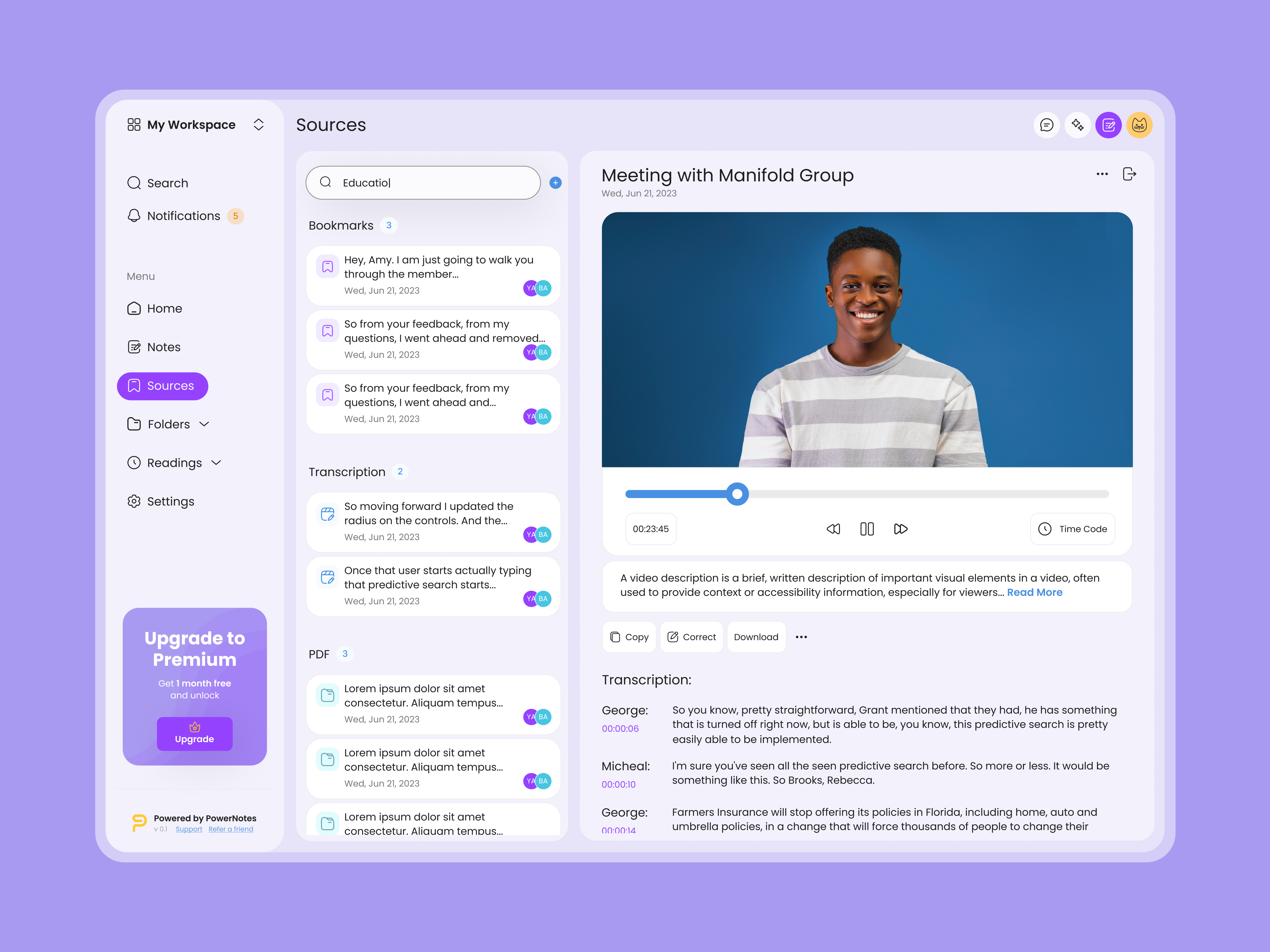 AI Transcription Tool ai interface product tool transcription ui ux