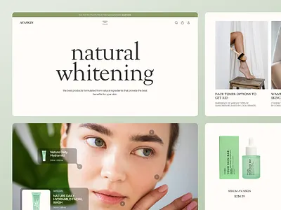 Avaskin - Skincare E-Commerce Landing Page beauty beauty product cosmetics ecommerce face health landing page makeup minimalist product shop shopify skin skincare store ui ui design web design website