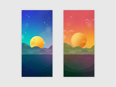 Dawn Wallpaper dawn design dreamy illustration graphic design illustration landscape mobile mobile wallpaper moon peaceful sun ui design wall paper zen