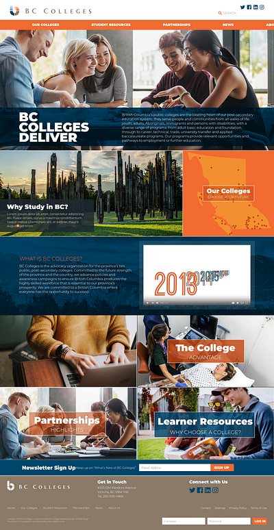 BC Colleges graphic design home page web design