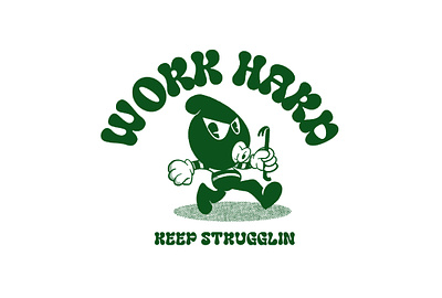 Work Hard Illustration 2d branding cartoon character illustration logo retro rubberhose