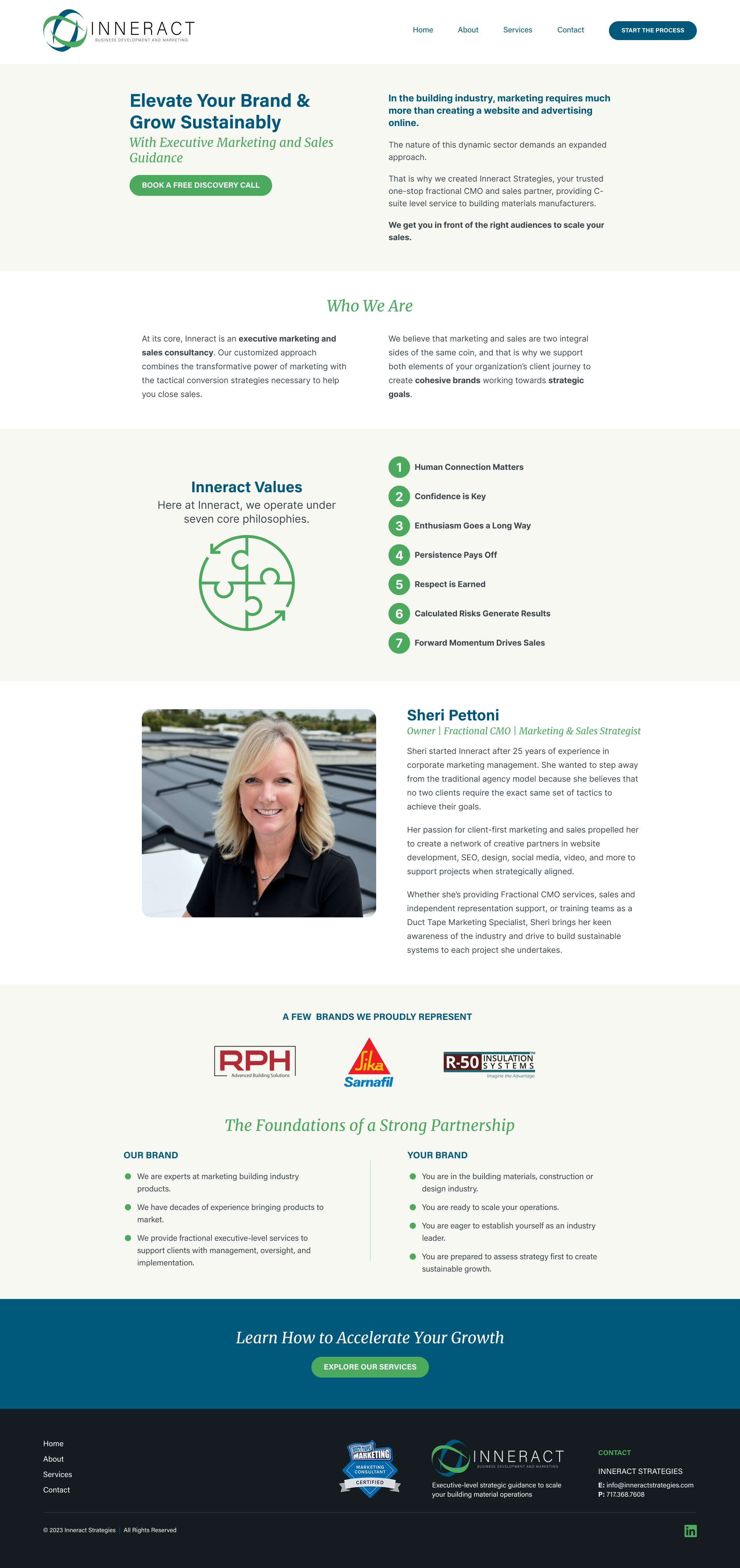 Inneract Strategies - About Page graphic design web design