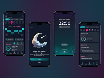 Restify - Sleep Tracking App branding dark ui design illustration logo mobil app mobile sleep app sleep tracking app ui ui design ui ux ux ux design wellness design