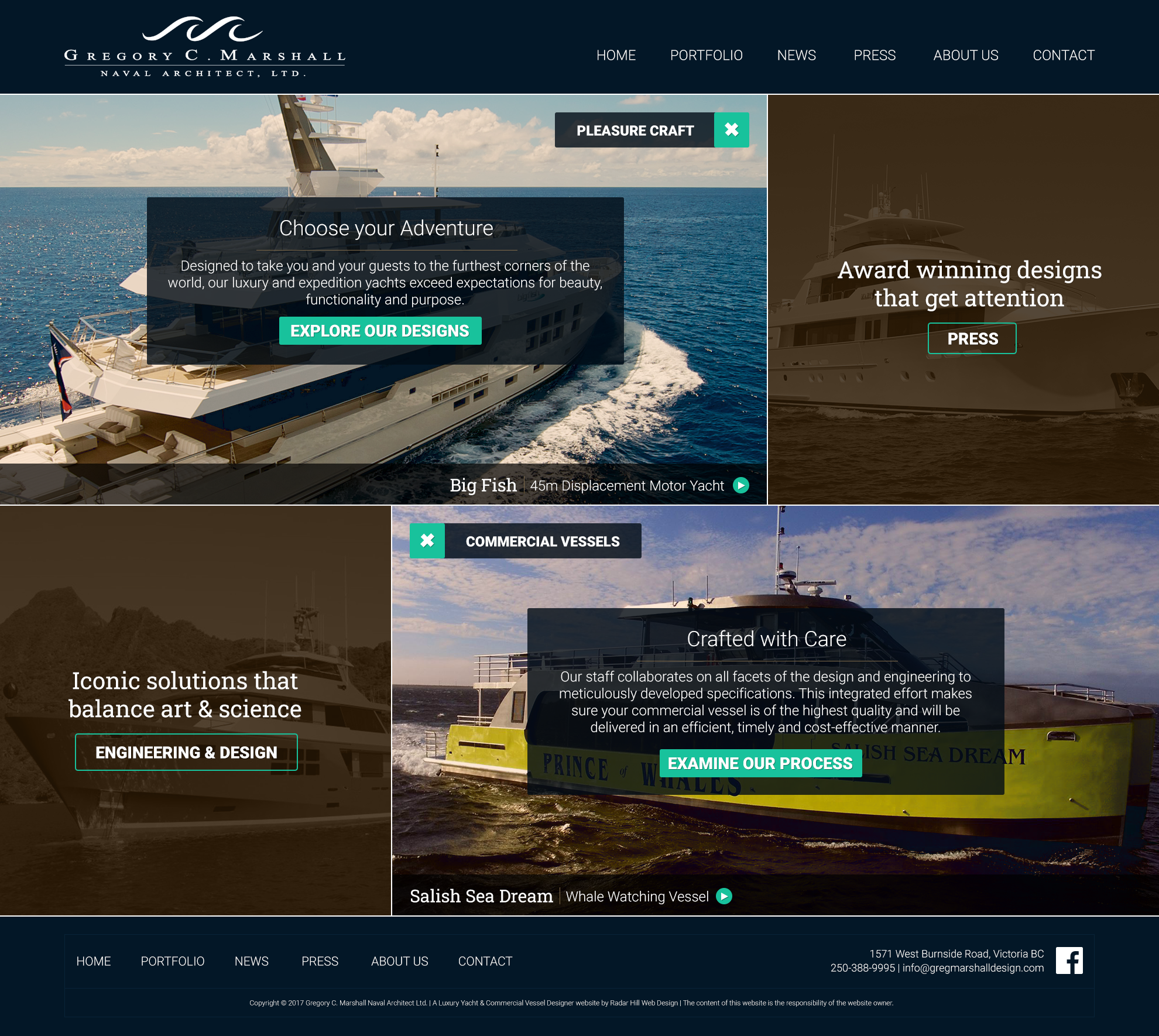 Greg Marshall - Naval Architect graphic design home page web design