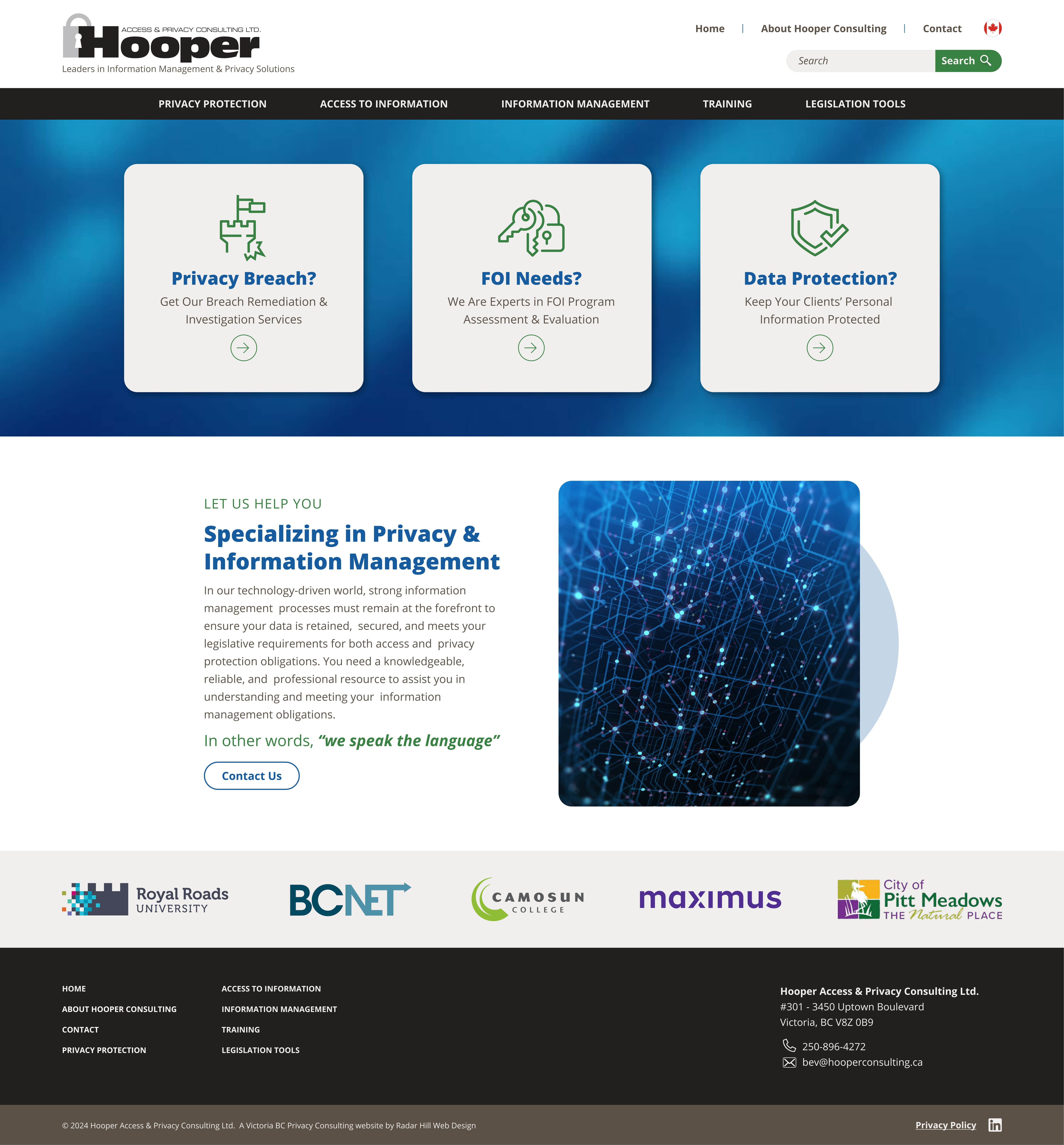 Hooper Consulting graphic design home page web design