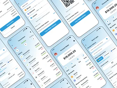 Crypto Wallet App UI appdesign cryptoapp cryptoui cryptowallet dailyui design dribbbleshots figmadesign mobiledesign ui uiux uiuxdesign uxinspiration walletui