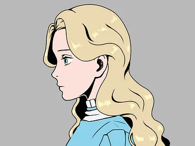 Ghibli style girl side view