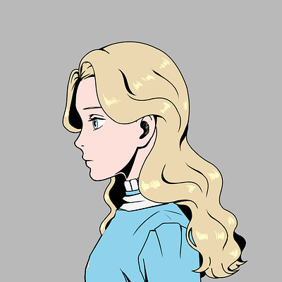 Ghibli style girl side view