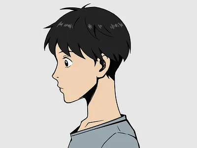 Ghibli style boy side view