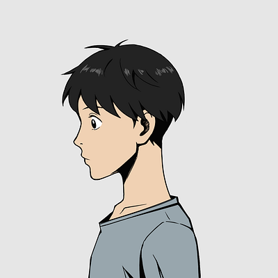 Ghibli style boy side view