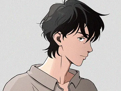 Ghibli style young man