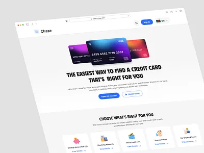 Chase – Credit Card & Banking Website UI Design banking product design banking website car loans credit card website home loan online banking ui design uiux design ux design