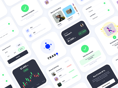 Trado UI Design System app branding crypto design design system interface kyran leech modern nft platform trading ui