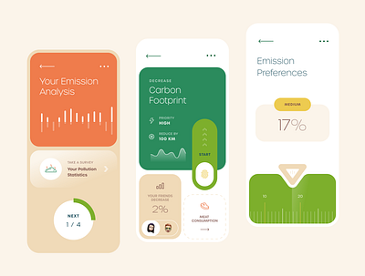 Carbon Emission Mobile App app clean design flat mobile ui ux
