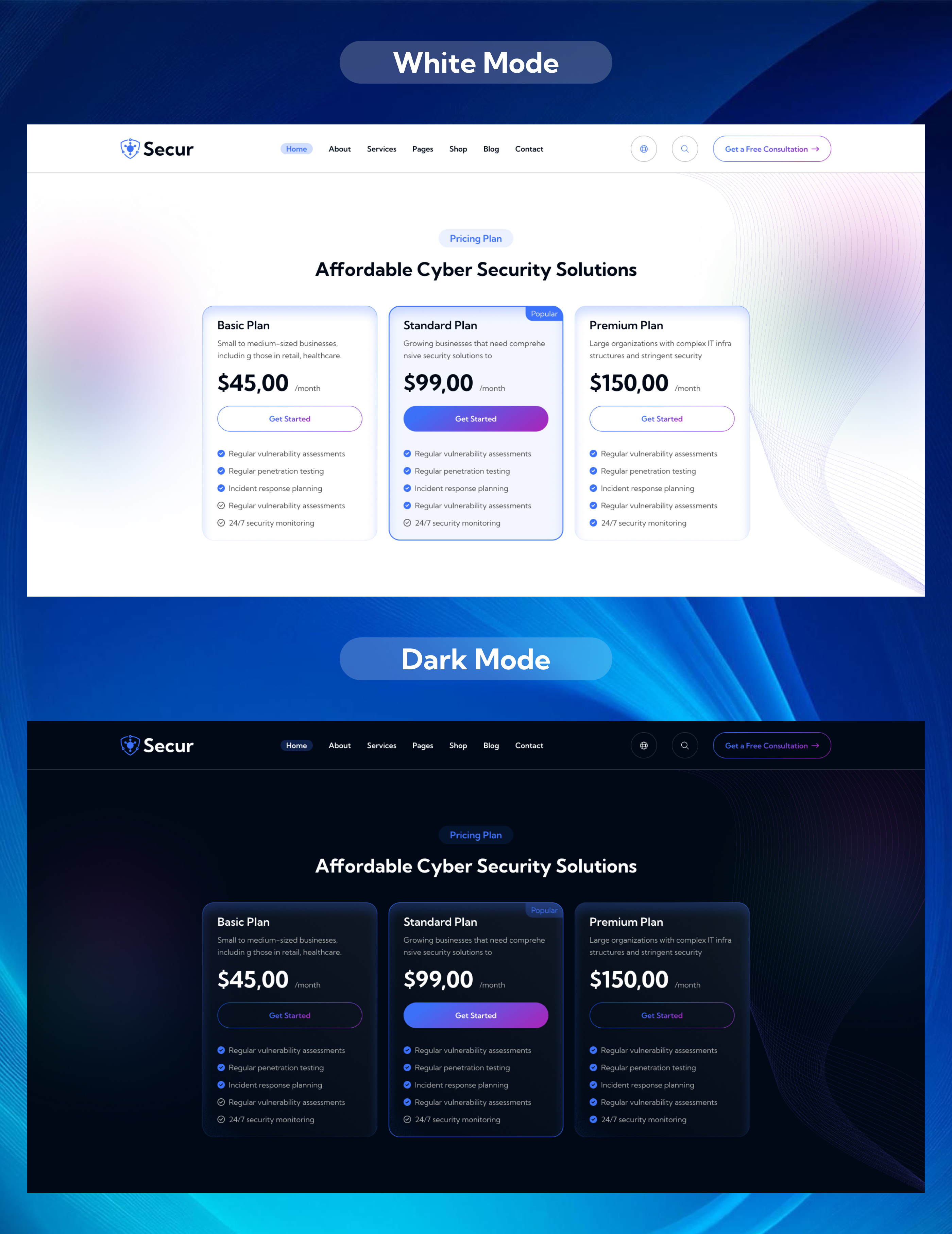 Pricing Plan cloud security design figma product design responsive design ui ux web design