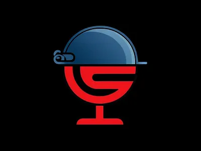 Stylized Microphone And Wine Glass Logo On Black Background brand identity branding glass logo design logo designer microphone modern logo