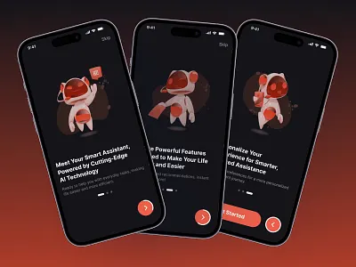 Ai Onboarding UI 3d onboarding ai app ai onboarding app clean design dailyui dark mode ui design illustration minimal ui mobile ui modern design onboarding design onboarding screens onboarding ui ui uiux