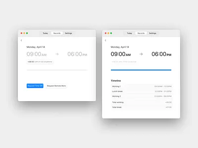 Detailed work hours macos progress time and attendance management ui ux work hour