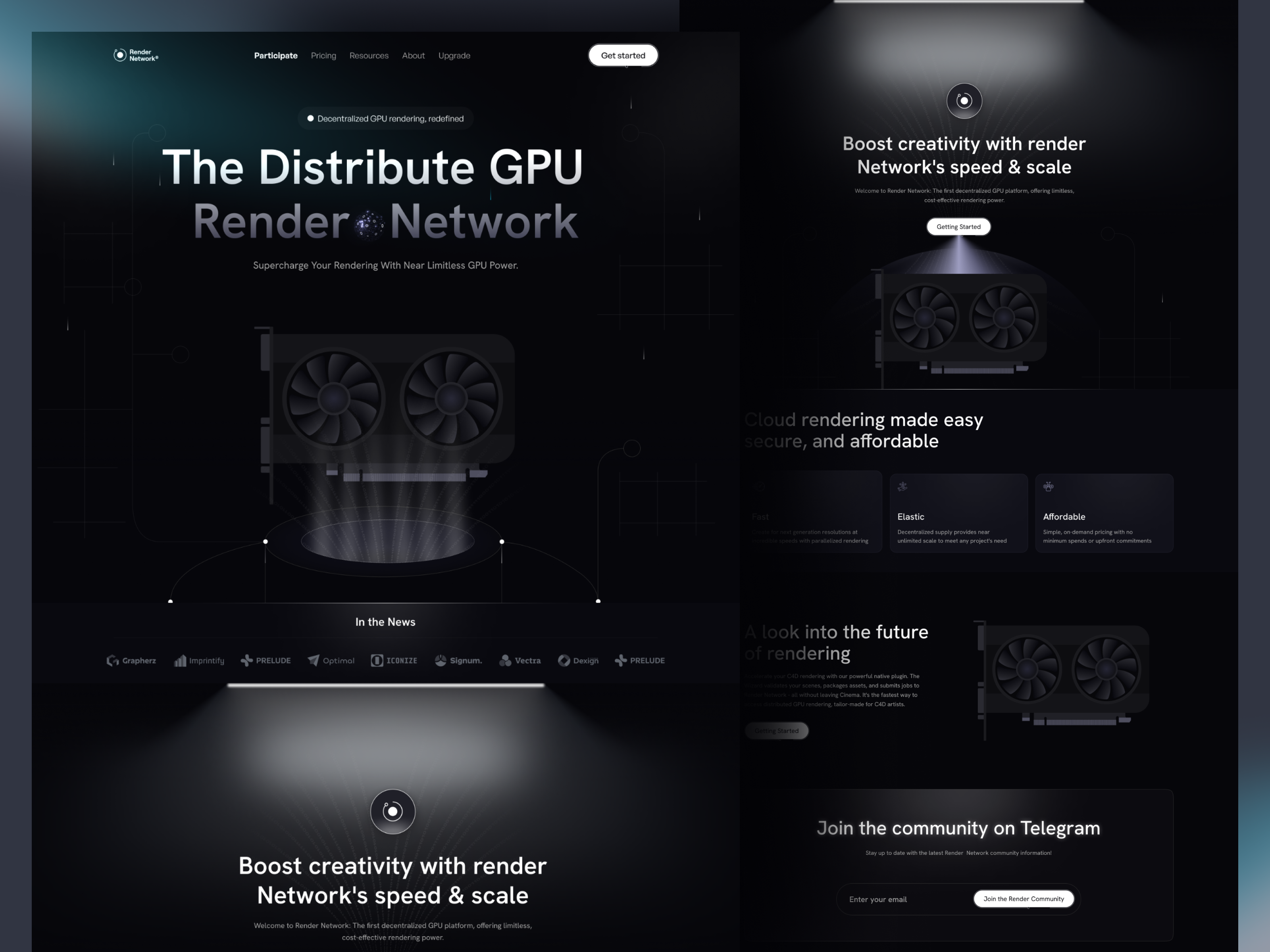GPU Render Decentralized platform crypto crypto landingpage cryptocurrency decentralize decentralized decentralized platform gpu investment landing page token ui ux web 3 web design