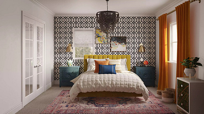 eclectic spare bedroom