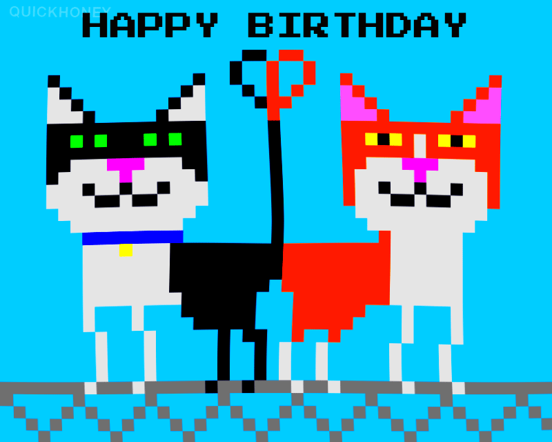 Happy Bday from Yuki and Oreo 30M views on Giphy 8bit animation birthday design gifart illustration pixel pixel art quickhoney