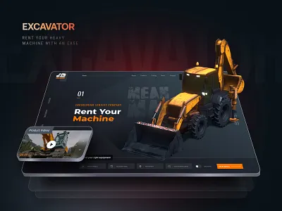 Excavator | Website Design beautiful website design construction machine rent dark mode website design figma heavy machineries website landing page trendy website design ui ui design ux ux design website website design in europe website design in india website design in uk website design in usa