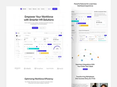 HR Management Landing Page app landing page business landing page clean landing page clean web design dashboard ui employee platform figma hr landing page hr management hr saas minimal ui modern landing page saas landing page startup website ui ui design ux ux design web app ui website design