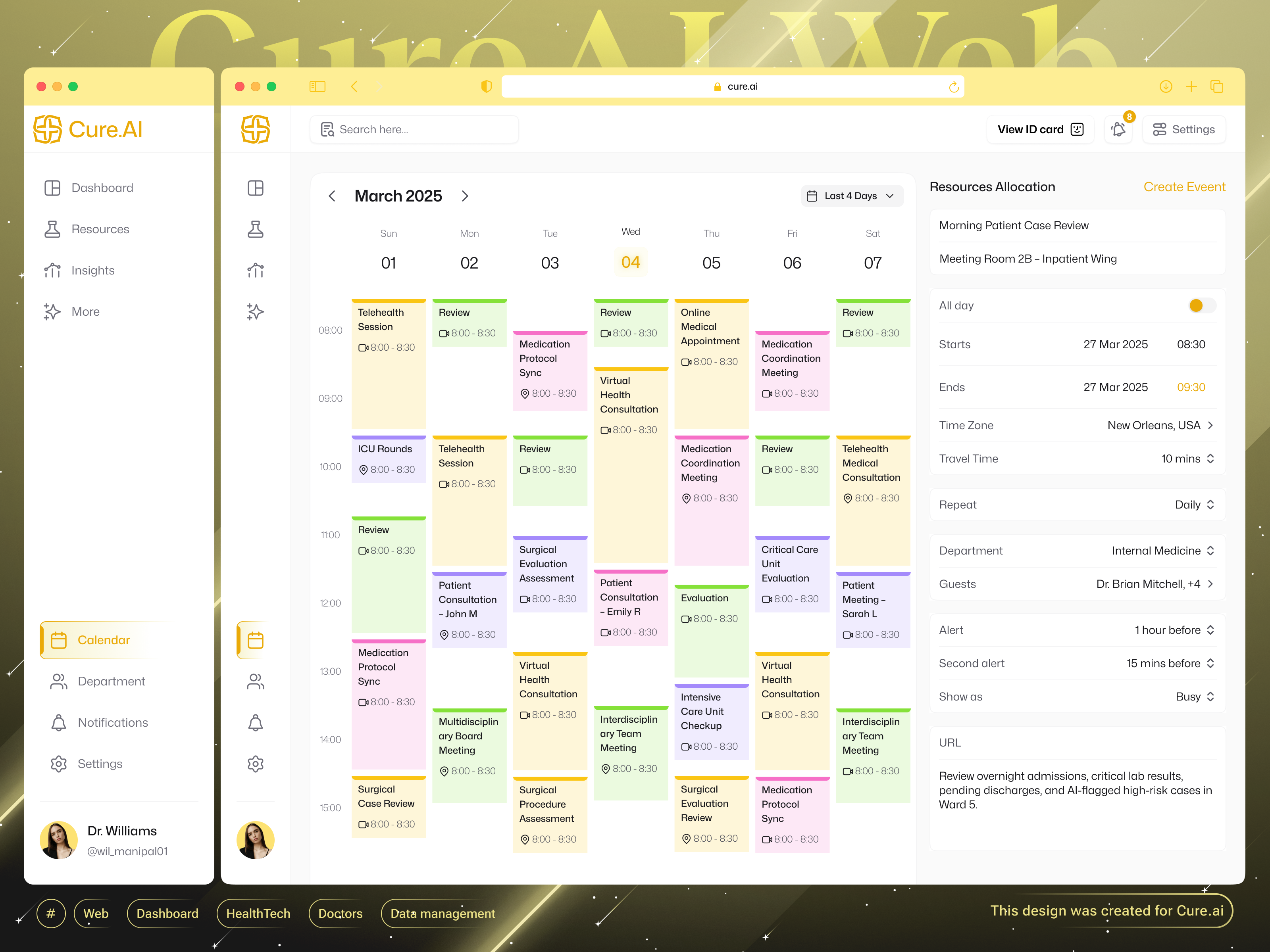 Futuristic AI-Powered Web Healthcare ft. Calendar | LIGHT THEME ai healthcare ai powered ai powered insights analytics artificial intelligence calendar clean ui crypto dashboard fintech futuristic futuristic theme healthcare healthtech insights light theme medical medical app popular ui