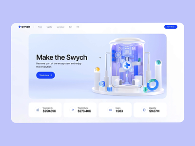 Swych Website Development 3d crypto cuberto development exchange graphics icons landing page motion design preview product trade ui ux wallet