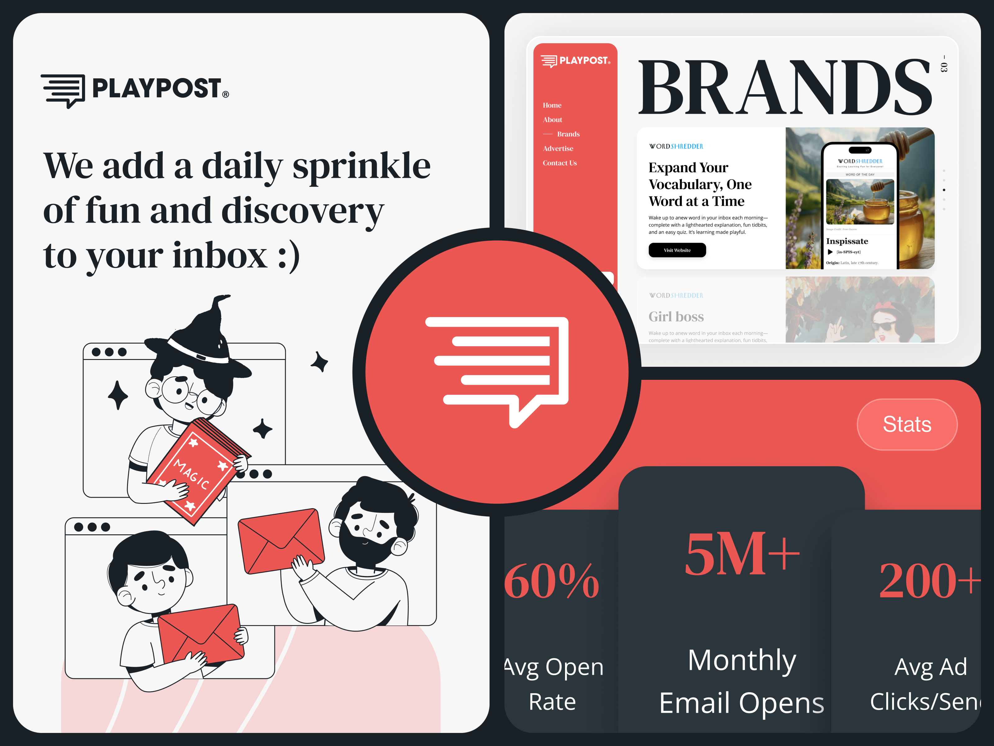 Playpost — Trivia Made Delightful animation branding clean emaildesign illustration landingpage minimal motiondesign smartcontent ui uiux design userinterface ux webdesign