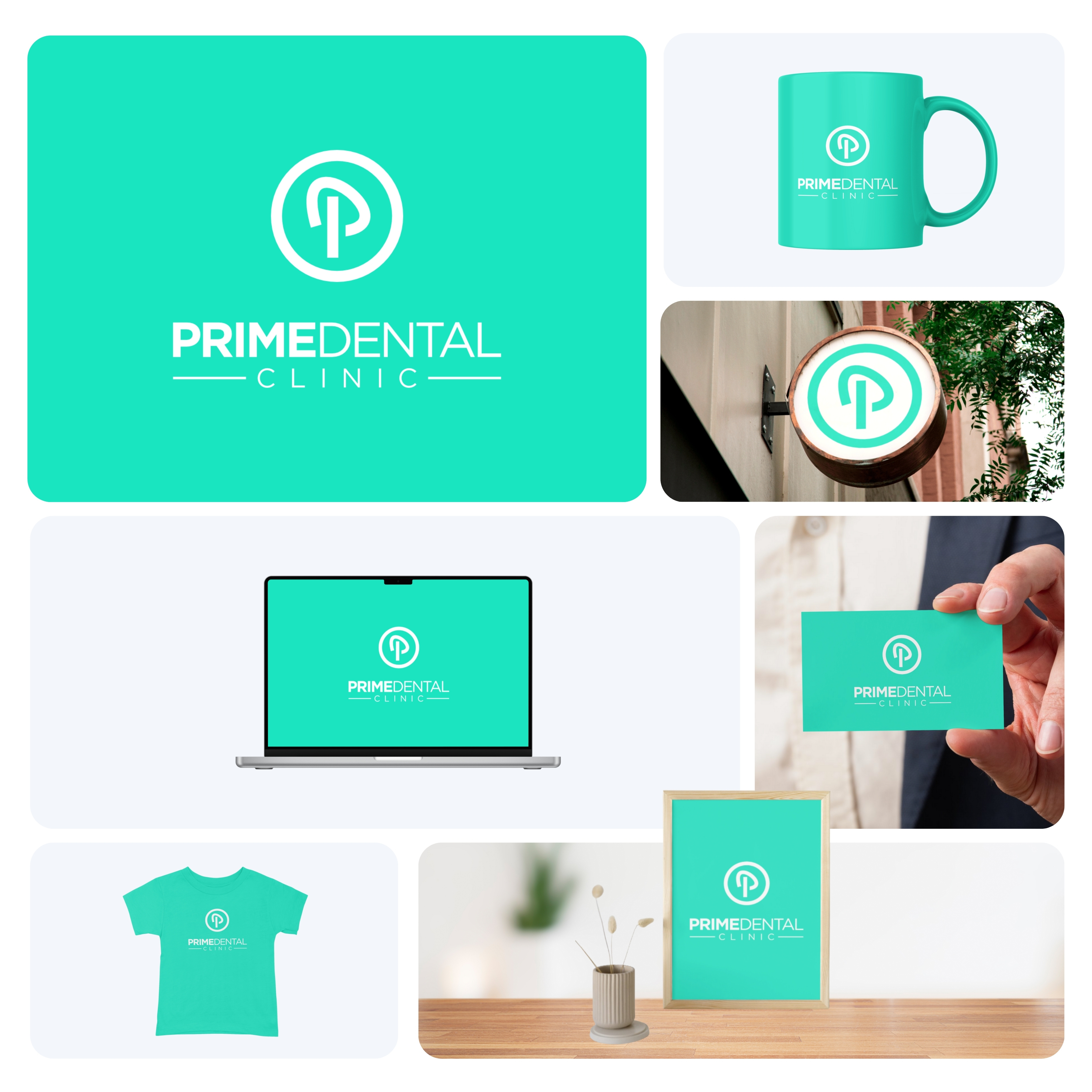 Prime Dental Clinic Logo Design cursive custom dental dental surgery dentist dentist logo design dynamic flat hand drawn handcrafted illustration lettermark logo minimal modern orthodontics p logo script symbolic
