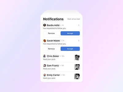 instagram Notification Modal - Day 1 of 7 alerts as clean ui design dropdown instagram light mode messages minimal ui modal motion graphics notification notification menu notification modal popover social social media ui ui design ux