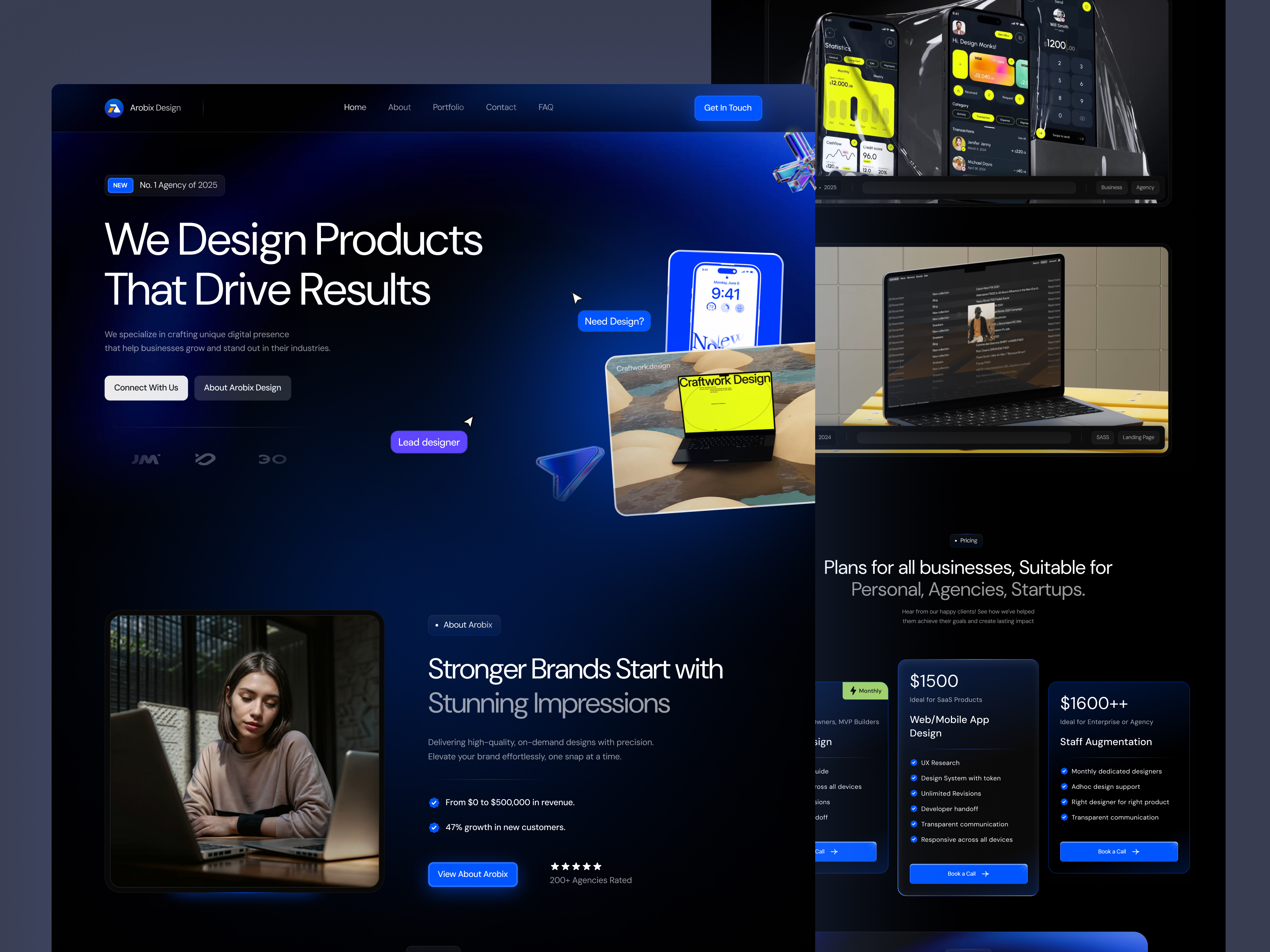 Arobix – Agency Website UI/UX Design agency agency website animation branding creative agency design digital digital agency graphic design illustration interface landing page minimal design product startups ui ux web web ui website