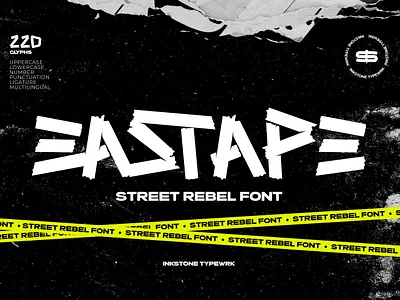 Eastape - Street Rebel Font branding edgy font graphic design logo protest punk rebel rebellious street streetwear tape typeface typography urban vandalism