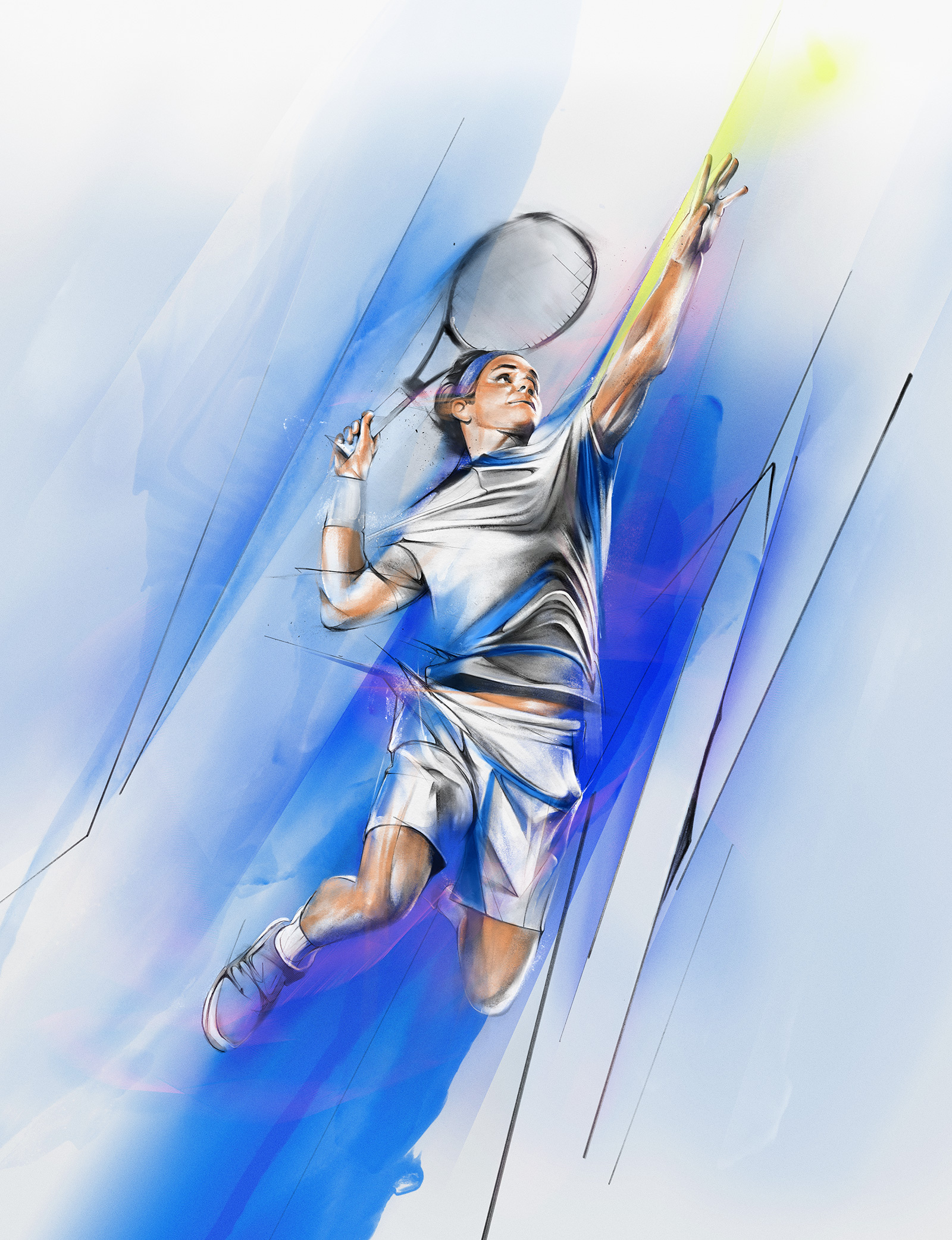Roger Federer US Open drawing illustration marcou roger federer sport tennis usopen
