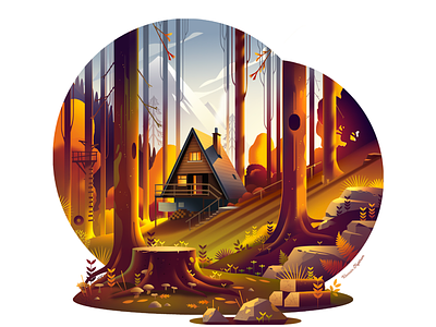 Fall (Animated) animated animation cabin cabinlover discovery illustration journey motion nature outdoor travel trees