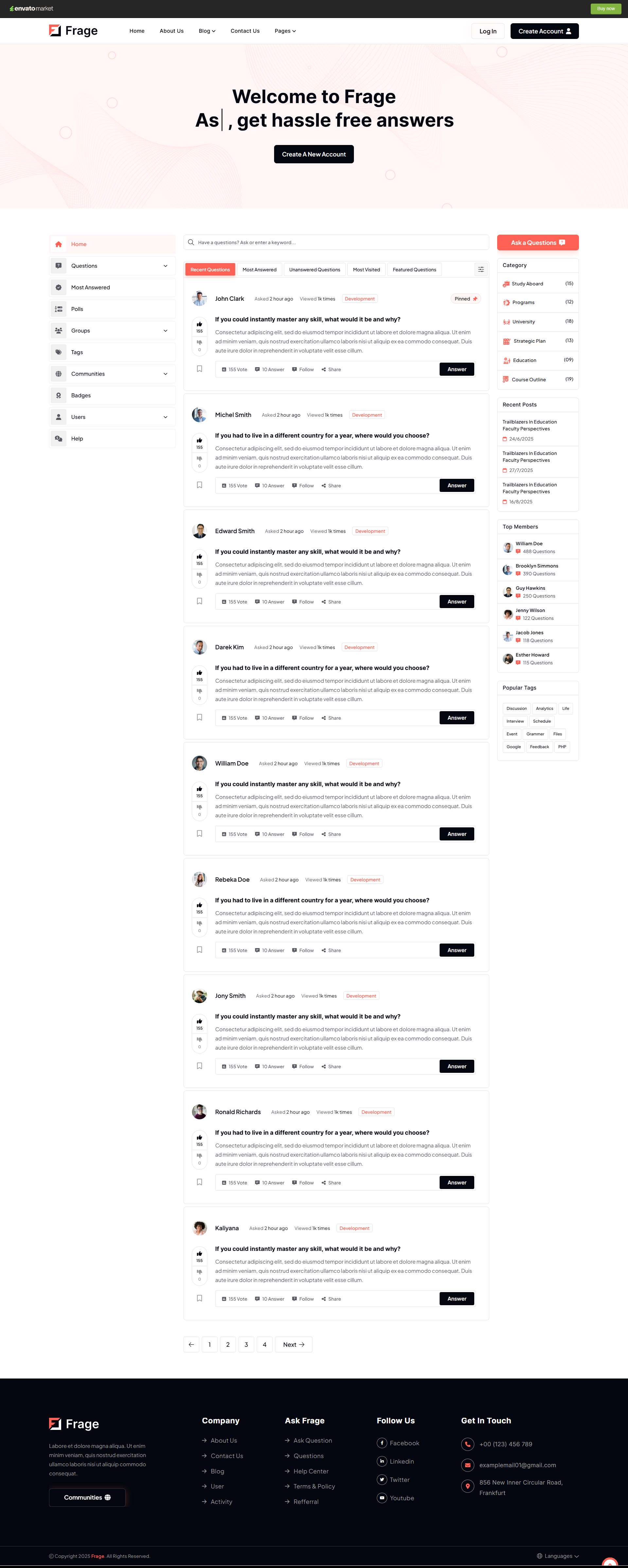 Frage - Questions and Answers HTML Template trending