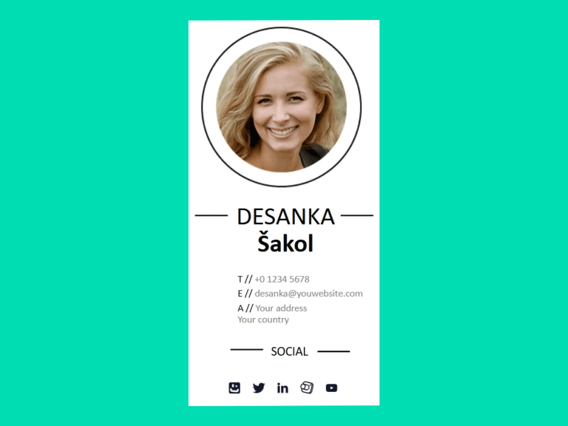 Desanka animated email signature animated email signature animation business card clickable gif html5 motiongraphics webpage