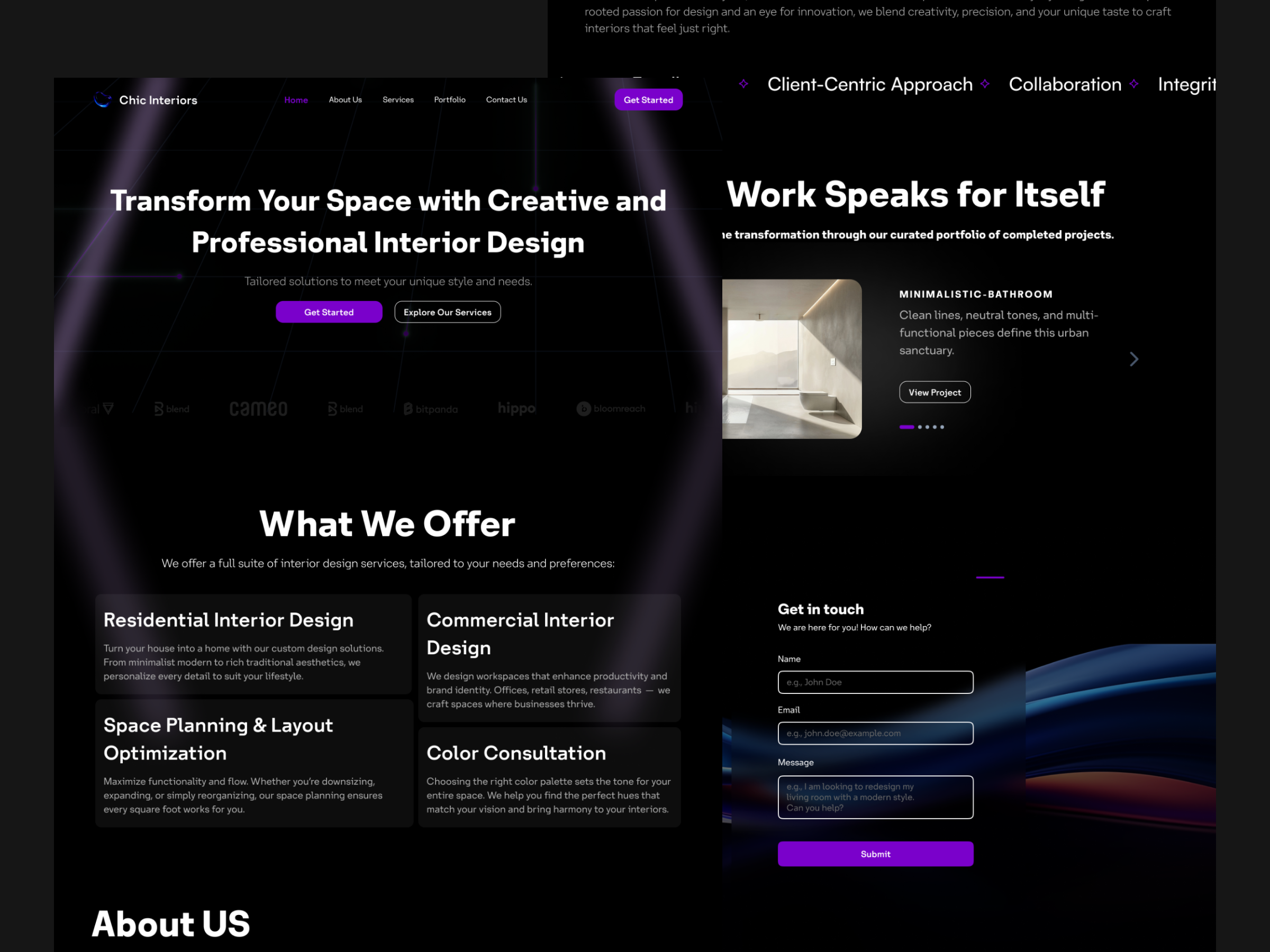 Chic Interiors Landing Page colors desktop figma frontend landing page landingpage ui web web design