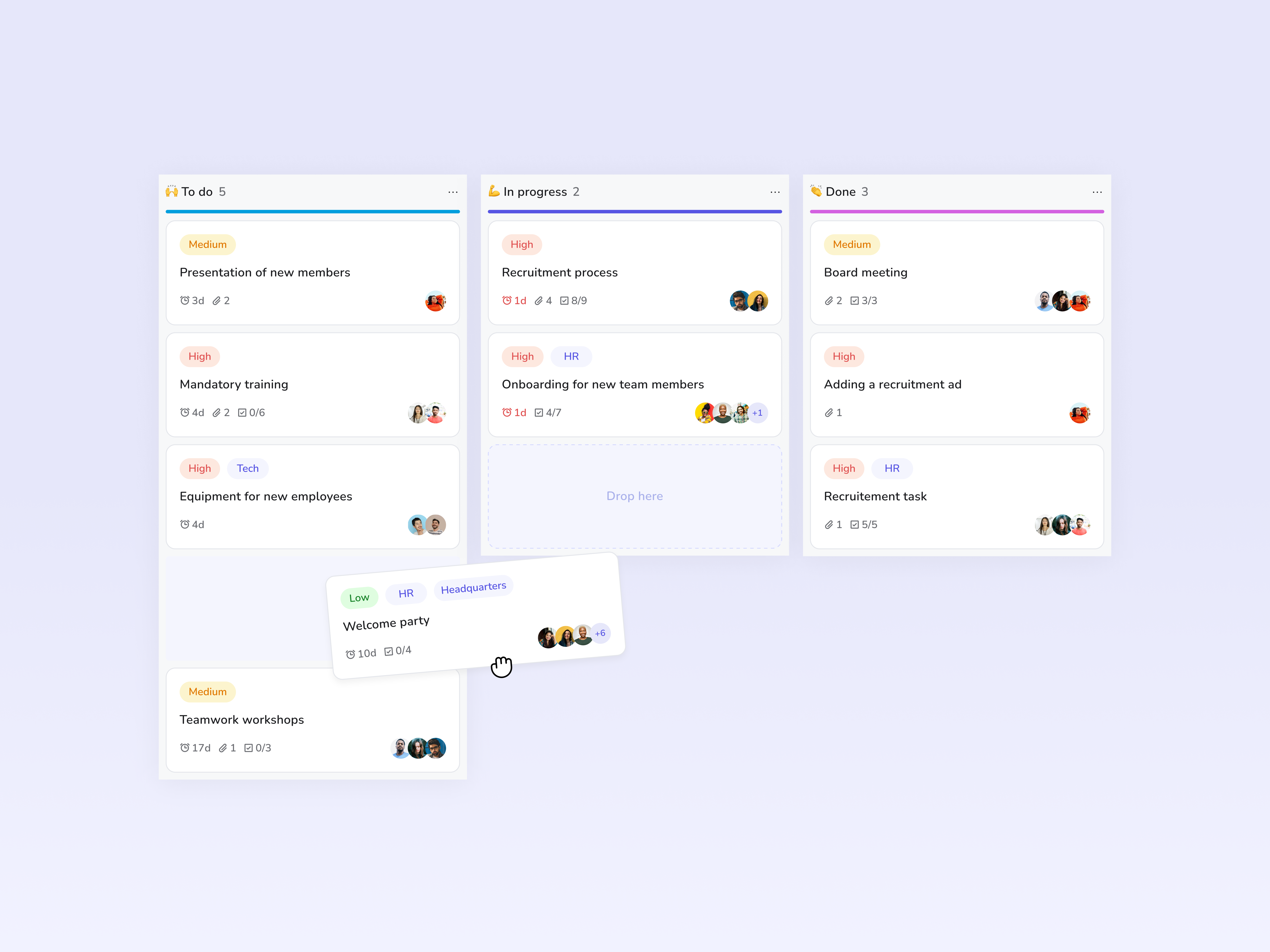 Project management interface calendar view dashboard drag and drop interface kanban product design project management task management tasks ui ux web app web design