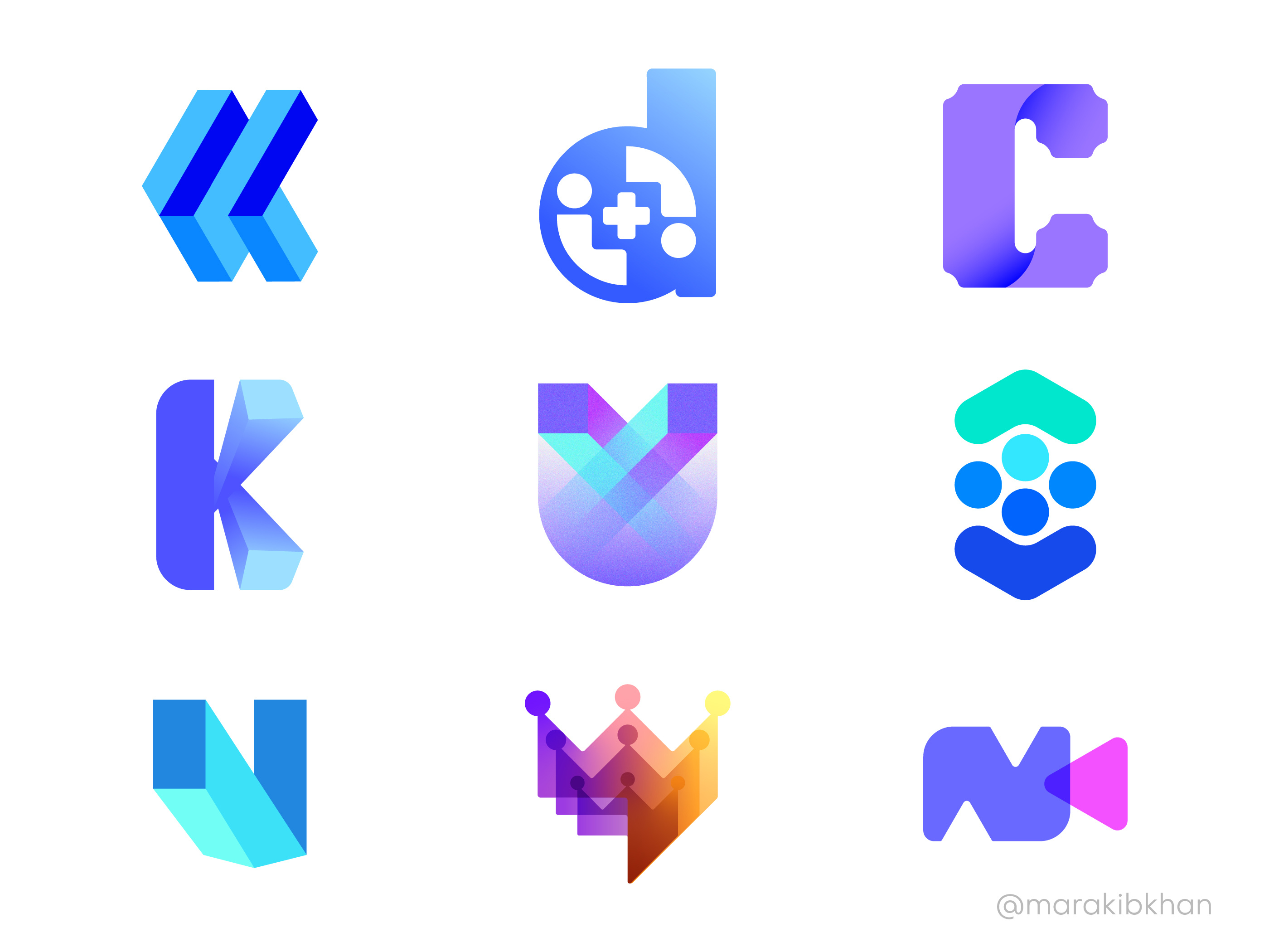 Example of 6 Modern Hand Sketched Logo Concepts
