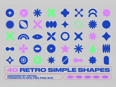 Retro Simple Shapes eye flower geometric retro shape simple simple shape star y2k