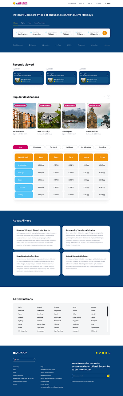 Alihoco a holidays booking website built on webflow animation booking website ecommerce store flight booking landing page ui web design webflow website website development