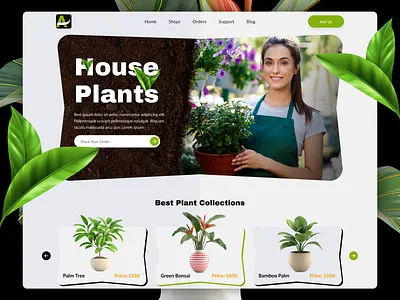 Plant Shop E-Commerce Landing Page decoration design flower pots furniture store gardening homepage illustration landingpage online plant shop online shop plant plant care plant shop responsive ui ui ux website