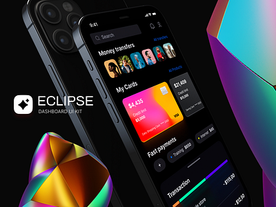 Eclipse - Figma dashboard UI kit for data design web apps ai android app bank banking budget cards chart dashboard dataviz desktop finance fintech infographic ios mobile statistic stocks template wallet