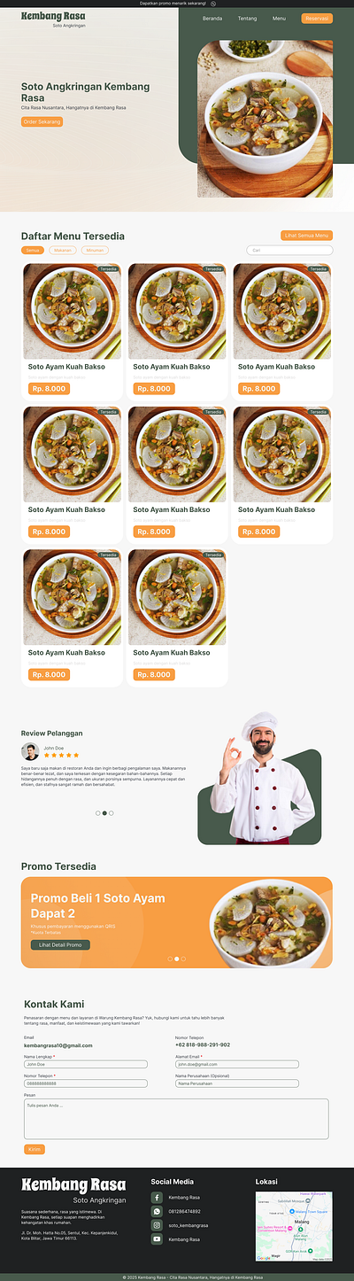 Kembang Rasa – Restaurant Website Design culinary website figma food beverage landing page restaurant website uiux design web design
