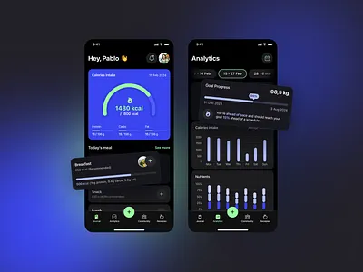 Calories Tracking App — Activity Tracker activity analytics app calories calories tracking clean dark dark mode dashboard design health illustration inspiration logo minimal mobile product tracking ui wellness